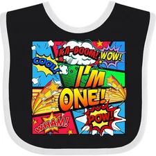 Inktastic I'm One Comic Book Baby Bib First Graphic Novel Hero Superhero Wow!