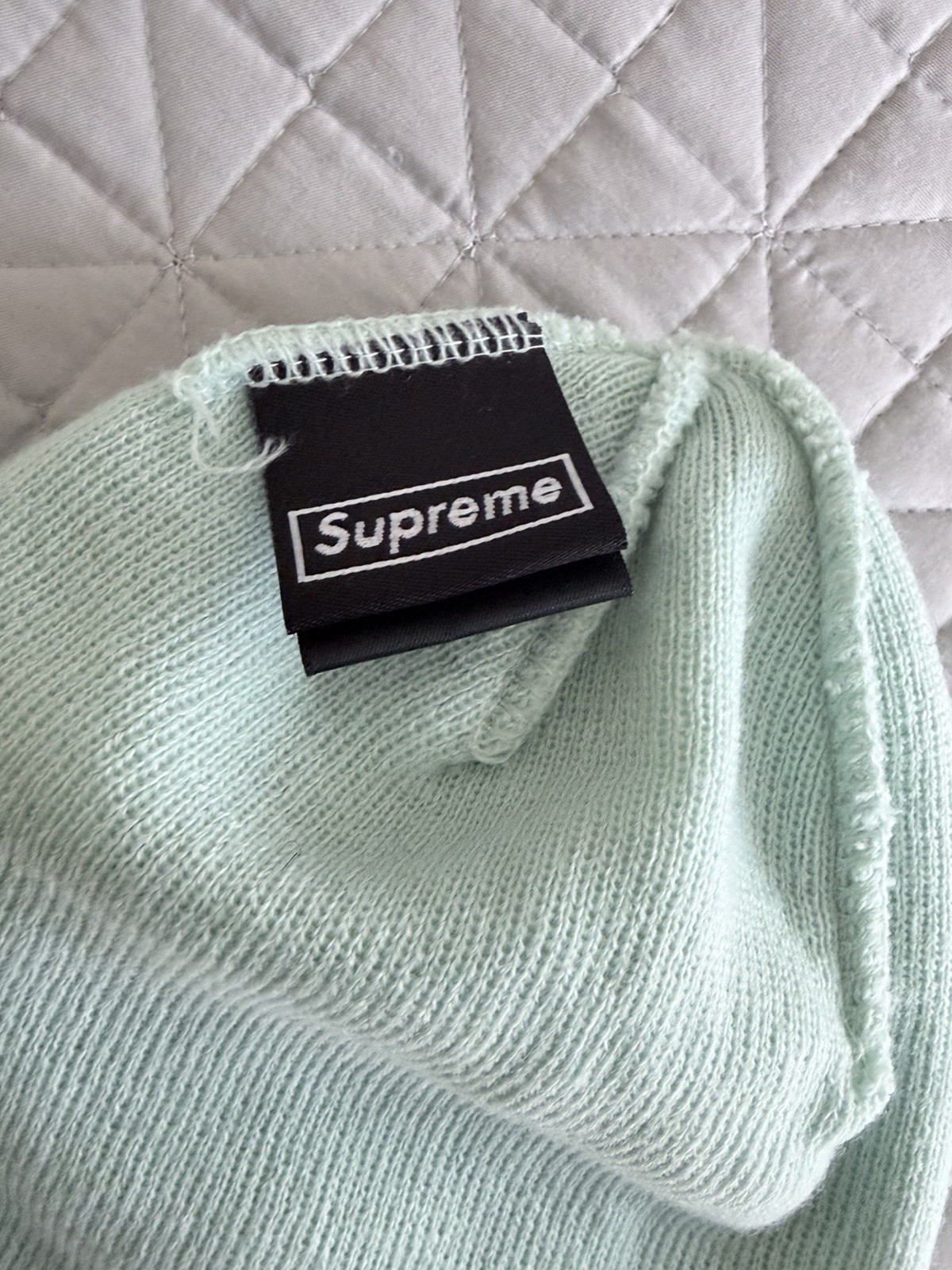 Supreme Mint Black Gray Solid Wave Pattern Beanie… - image 4