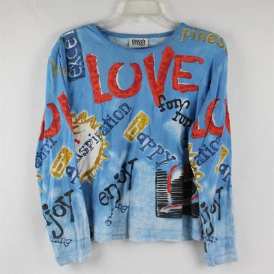 Chico's Design Chemise Col Rond Graffiti Bleu Manches Courtes XL/2XL - Photo 1/4