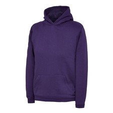 Uneek Kids Hooded Sweatshirt Purple 50% Cotton 50% Polyester Brushed Comfort