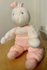 Eden Plush Knit Bunny Rabbit Pink Overalls Jumper Vintage Lovey 10