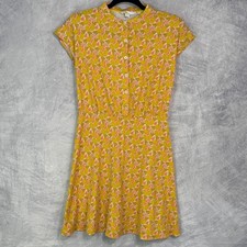 Boden Pineapple Print Jersey Dress Yellow Pink sz 4 vacation resort preppy beach