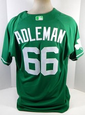 2020 Detroit Tigers Tim Adleman #66 Game Issued Green Jersey St Patricks 48 905
