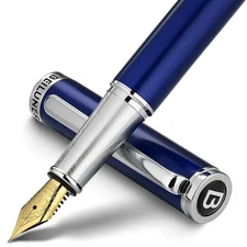 BEILUNER Luxury Fountain Pen Set,Solid 24K Gilded ExtraFine Nib, Modern Classic