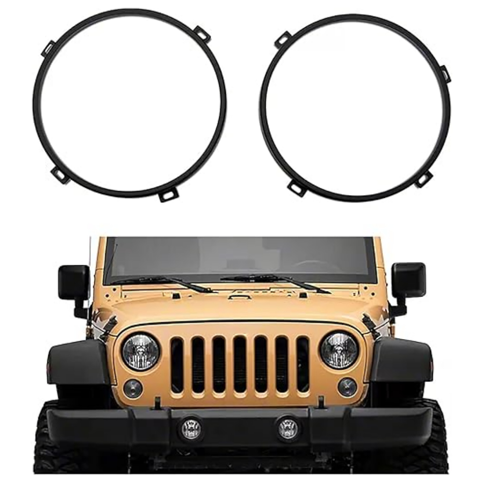 2Pack 7inch Round Headlight Mount Bracket Rings For Jeep Wrangler JK 2007-2017 thumbnail 9