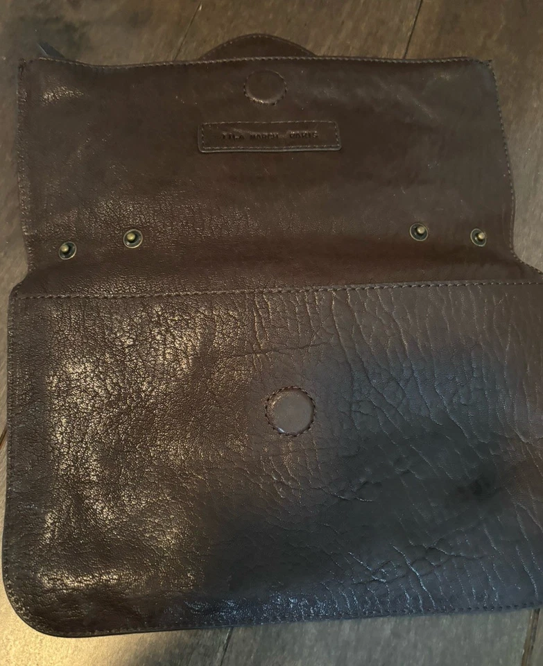 Bolso de Mano TILA MARCH PARIS Cuero Guijarro Marrón con Acentos de Latón Foto 4 de 4