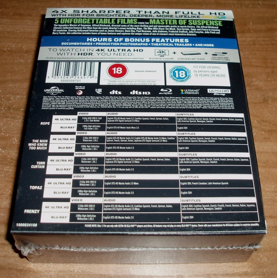 Alfred Hitchcock Coleccion Vol.3 Nuevo Sellado 4K UHD+Blu-Ray Suspense A-B-C - Imagen 2 de 4