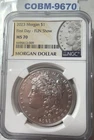 2023 Morgan .999 Pure Silver Dollar NGC MS70 Graded First Day FUN Show COBM-9670