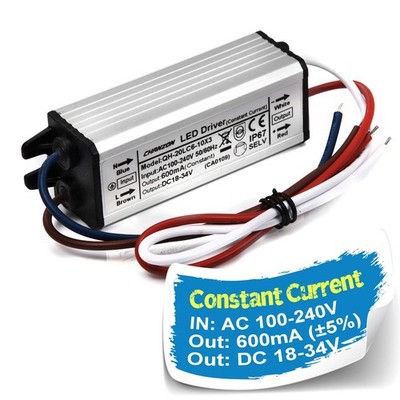 LED Driver 600mA Constant Current 18V34V IP67 Waterproof Aluminium