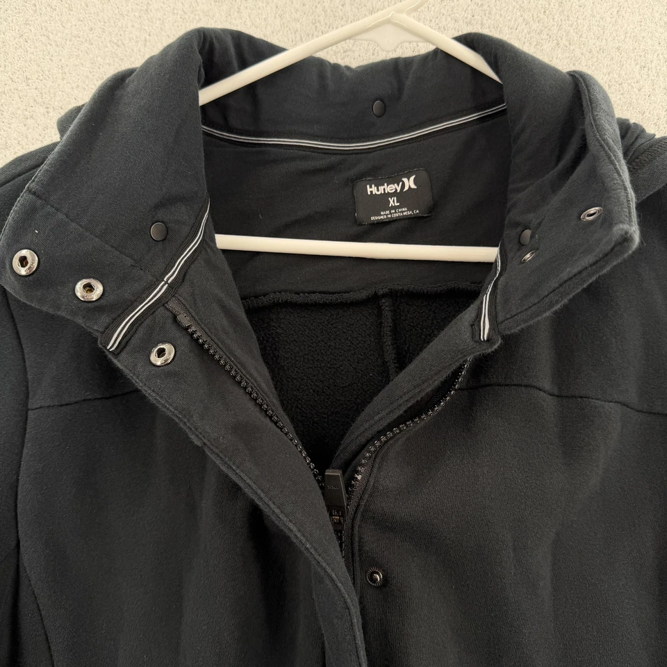 Chaqueta Hurley para mujer XL negra con capucha forrada de lana cremallera abrigo largo a presión AJ3610 Foto 4 de 4