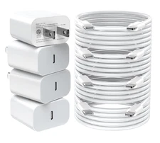 iPhone Fast Charger, 20W PD USB C Wall Charger, 4-Pack with Quick Charge Cable