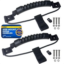 Side-Mount Kayak Handles with Bungee Paddle Hook Holder, Black - 2-Pack - FO4862