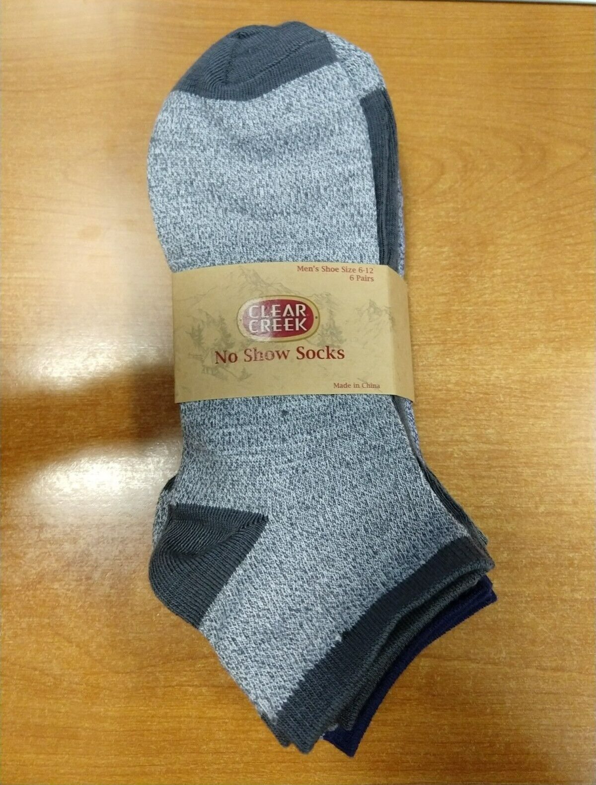 Clear Creek 6-Pack No-Show Socks Gray & Blue for Men Shoe Size 6-12 - 8C-image