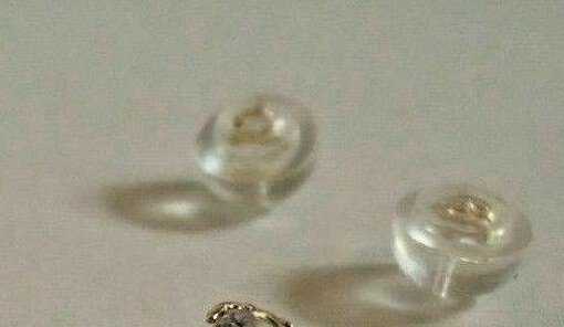 10K Solid Yellow Gold Stud Earring Backings with Vinyl & Gold Insert - Set of 2-image