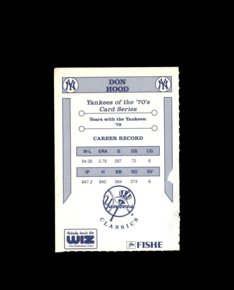 Don Hood Signed 1992 Wiz The Yankees of The 70s New York Yankees Autograph - Image 2 of 2
