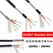 2/3/4/5/6/7/8 Cores UL2547 Multi Core Cable Shielded Wire 18AWG~28AWG Black/Grey