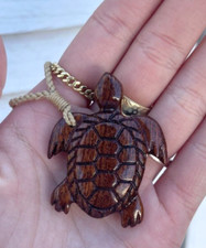 Genuine Koa Wood Hawaiian Jewelry Honu Turtle Pendant Choker/Necklace  45047