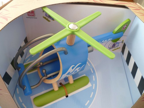 Hubschrauber blau aus Bambus, e-copter - Bild 4 von 5