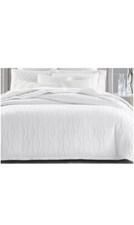 Hotel Collection Shifted Diamond King Duvet Cover, White- Brand New