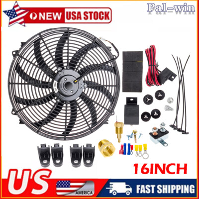 16'' Universal Slim Fan 3500FCM Push Pull Electric CAR Radiator Cooling 12V USA