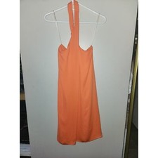 Halston heritage orange neon over the neck dress S NwT