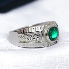 Emerald Oval Cut Gemstone With 925 Sterling Silver Ring For Men's #604
