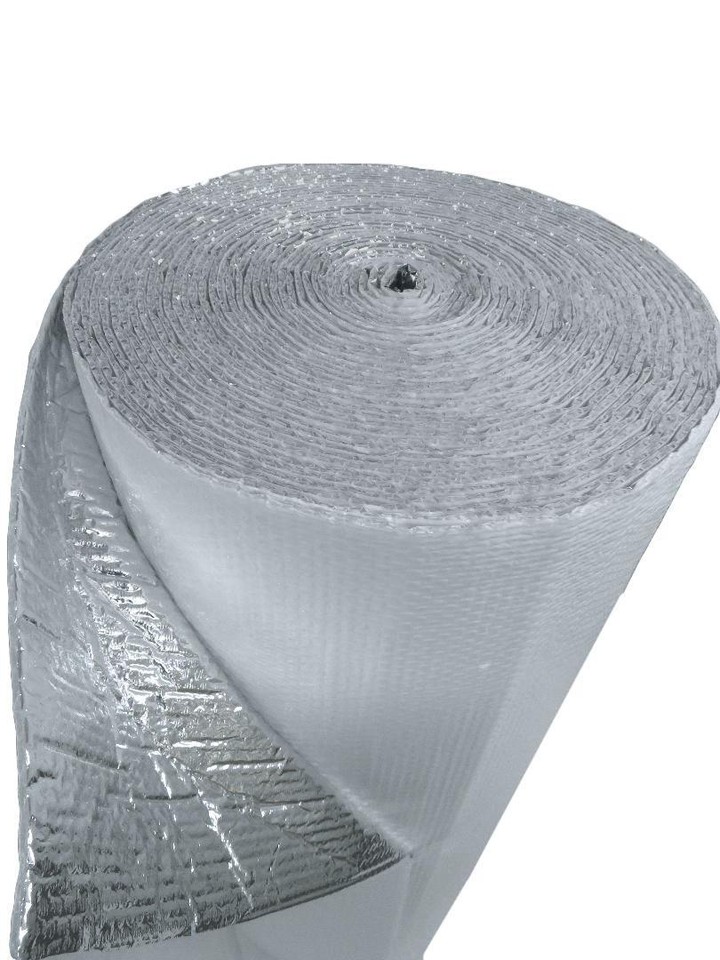 Double Bubble Reflective Foil Insulation – R8 Value, 1/4” Thick, 12” X 10’ Roll (White)