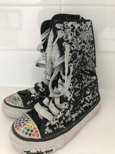 girls black sequin shoes