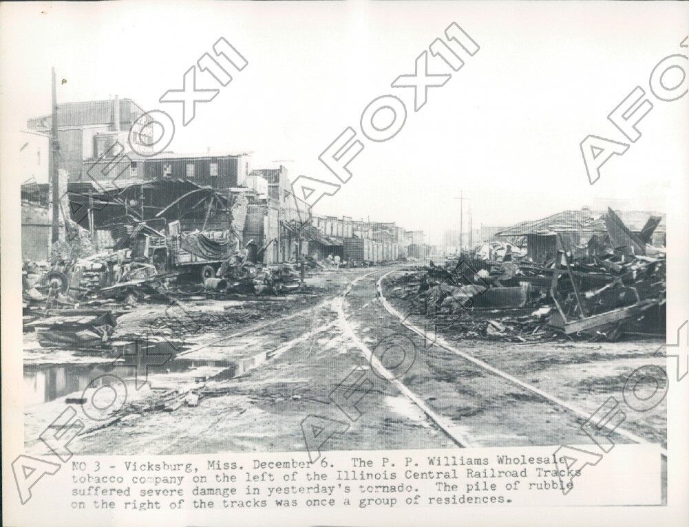 1953 Vicksburg MS Severe Damage of Tobacco Co Suffered by Tornado Press  Photo | eBay