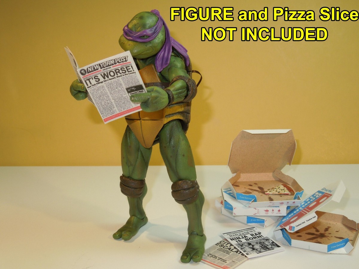 4 Pizza Boxes and 3 Newspapers for Neca 7 inch Teenage Mutant