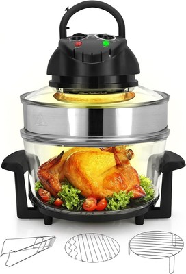 Nutrichef 18 Quart Convection Countertop Air Fryer - See through Glass for ...