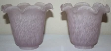 Set of 2 Pink Frosted Tulip Lilac Ruffled Light Lamp Shades