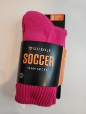 Sof Sole Youth Performance Soccer Socks Pink, Size S 13C-4Y 10-4.5  2 Pair 