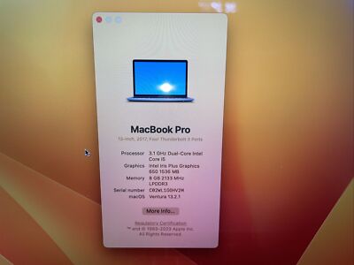 Apple MacBook Pro (13-inch, 2017, Touchbar, Four Thunderbolt 3