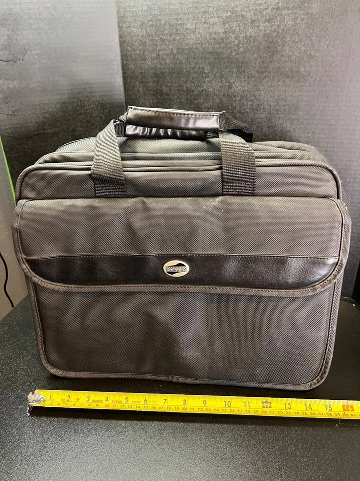 American Tourister Bolso de Lona Negro Maletín para Laptop Equipaje de Mano Mensajero Viaje Foto 4 de 4