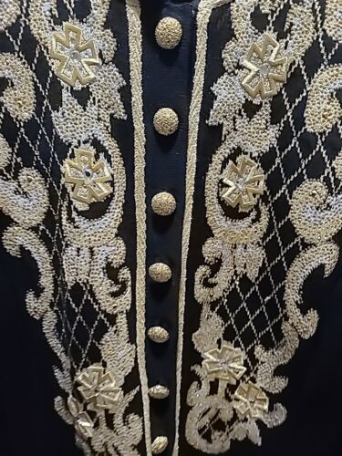 ST. JOHN Evening Black Jacket Coat S M 6 4 DUSTER DRESS Sequined Gold Embroidery - Picture 4 of 13