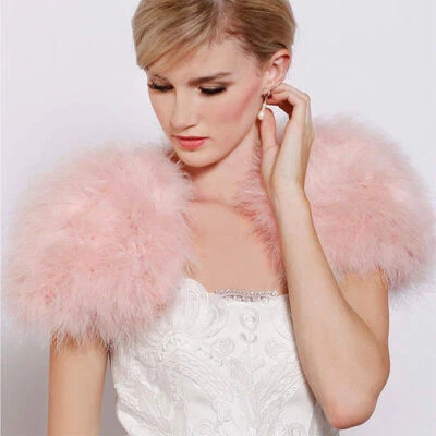 Ostrich Feather Bolero Shrug Fur Fluffy Wrap Jacket High Stylish Bridal Wedding