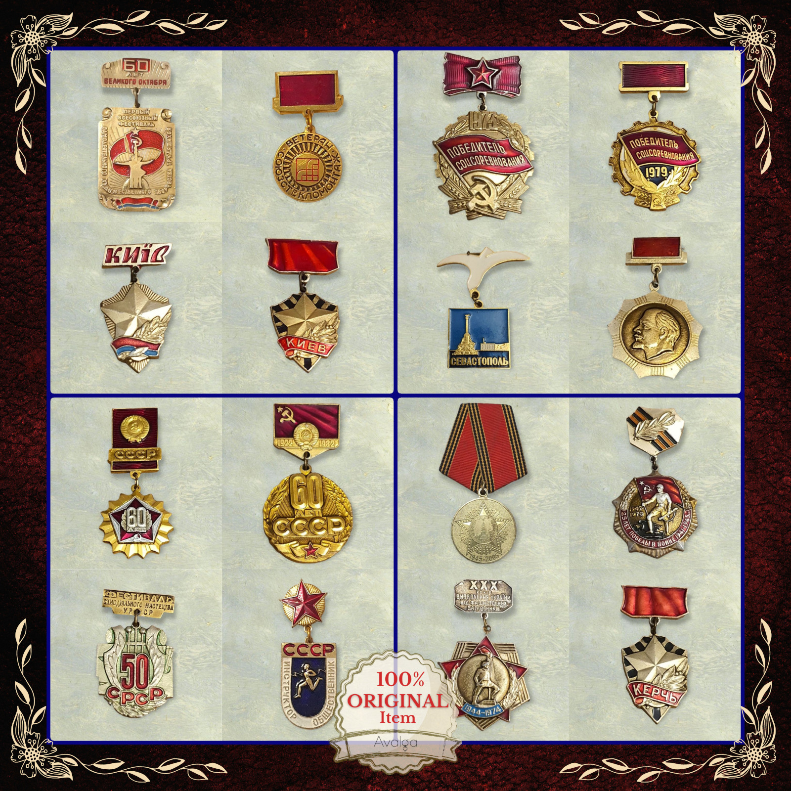 Lot Of 16 Soviet (USSR) Vintage Medal Badges - 100% Original!