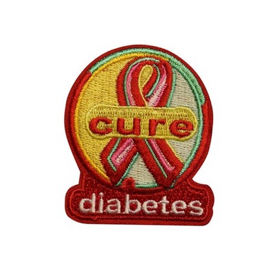 Diabetes Awareness Embroidered Iron On Patch - Ribbon 92-T