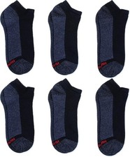 Hanes mens Socks, 6-pair Pack Max Cushion Low 6-12, Black/Grey