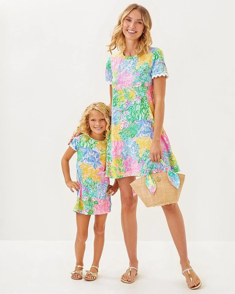 Lilly Pulitzer девочек мини коди платье цветочный напечатано кружева S 4-5 лет новый 281093 - Изображение 3 из 4