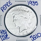 1935 SILVER PEACE DOLLAR AUTHENTIC U.S. MINT COIN RARE KEY DATE 5210