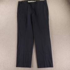 Chaps Pants Mens 40x32 Blue Prince of Wales Check Flat Front Polyester