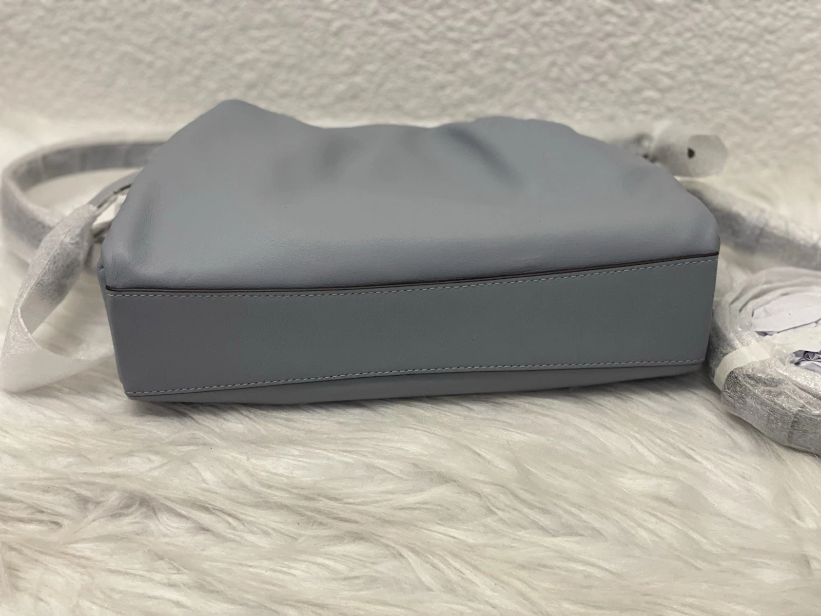 WANDLER Pochette Coach Faye tracolla X Body nuova con etichetta con ruching CV529 in pelle GRIGIO BLU