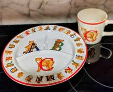 Tiffany  Company Vintage Alphabet Bears Childs Divided Plate  Mug Set Perfect