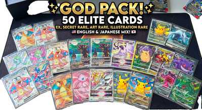 Mystery Lot of 50 God Pack Pokémon Cards   Catch Them All!