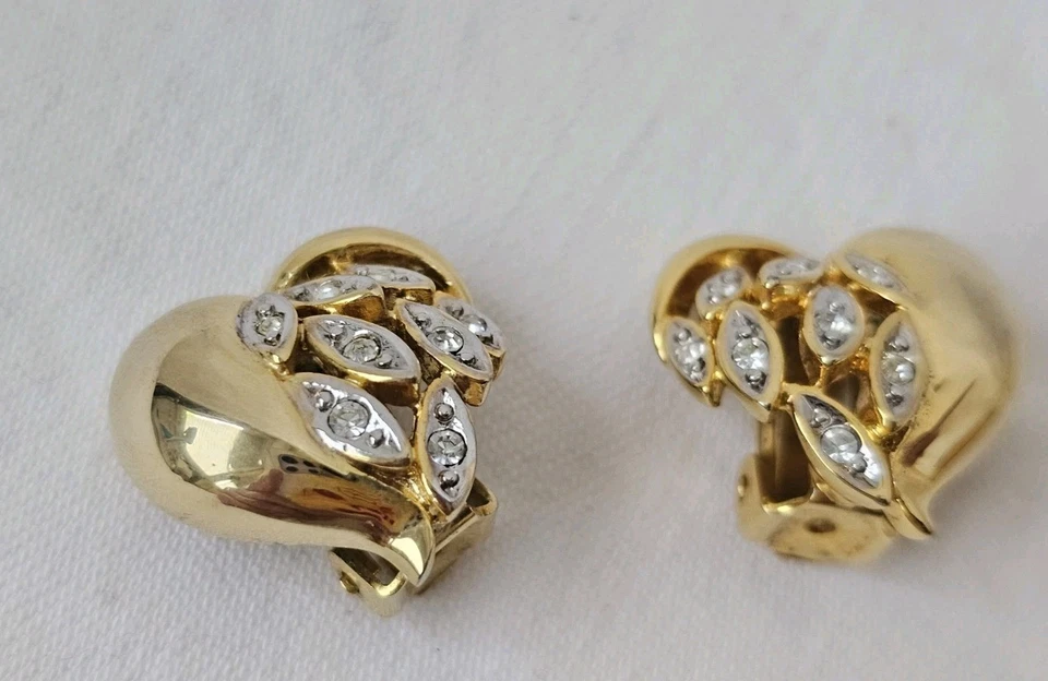 Soleil Ohrclips / Clips Herz Swarovski hochw. Vergoldeter Ohrschmuck Modeschmuck - Bild 4 von 4