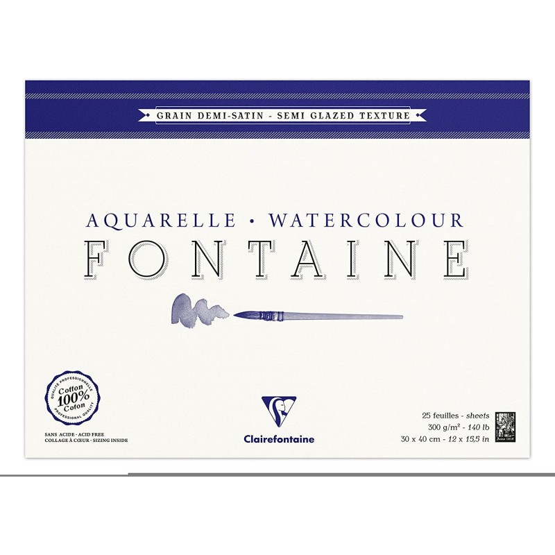 Bloc Aquarelle Fontaine Clairefontaine Éviter le Papier qui Gondole avec le Coton 300g