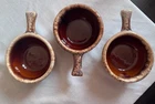 Vintage Hull Brown Glaze Drip Stoneware Soup or Chili Bowl Set of 3  Made in USA