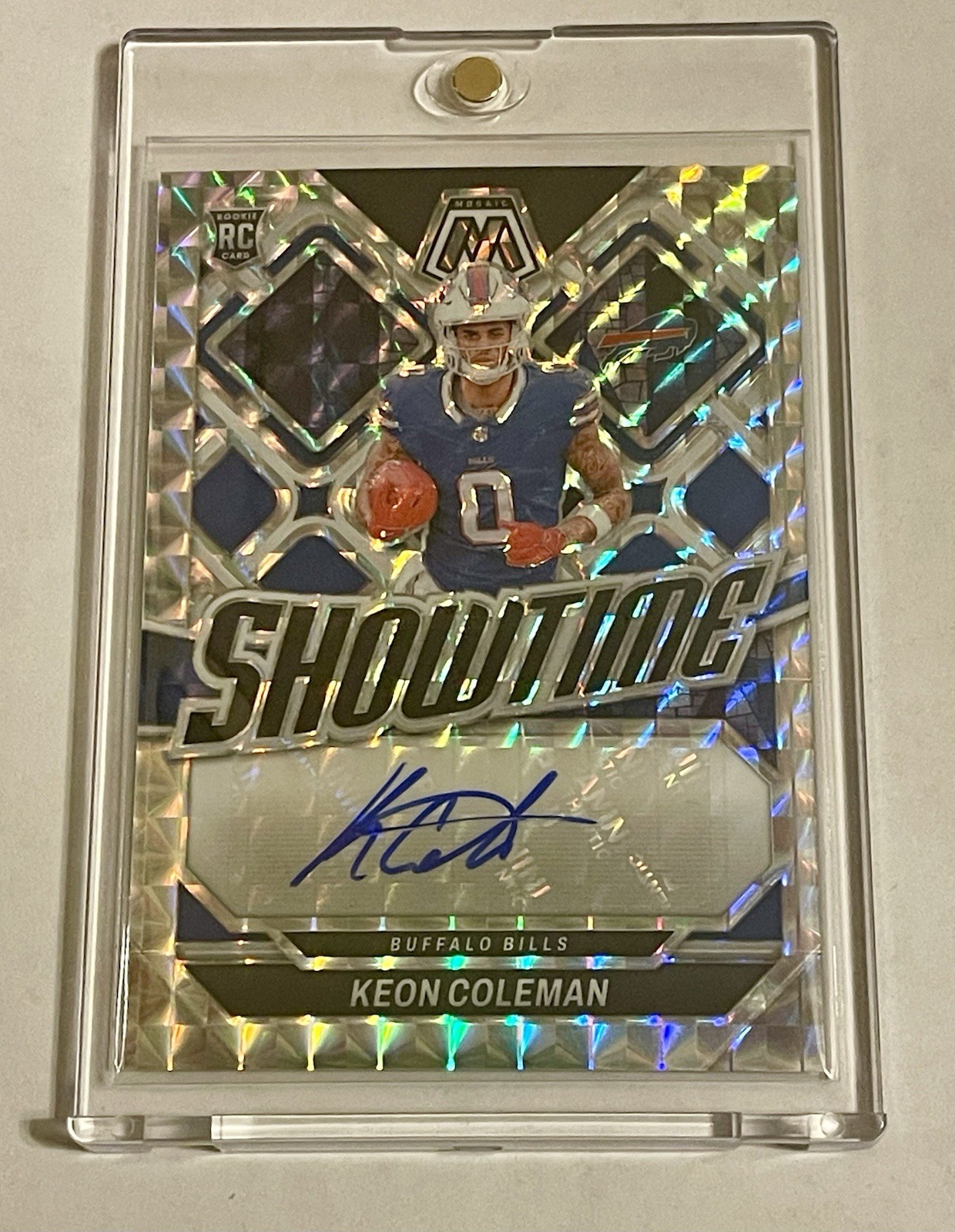 2024 Panini Mosaic Keon Coleman Showtime Auto Silver Prizm RC Rookie Bills